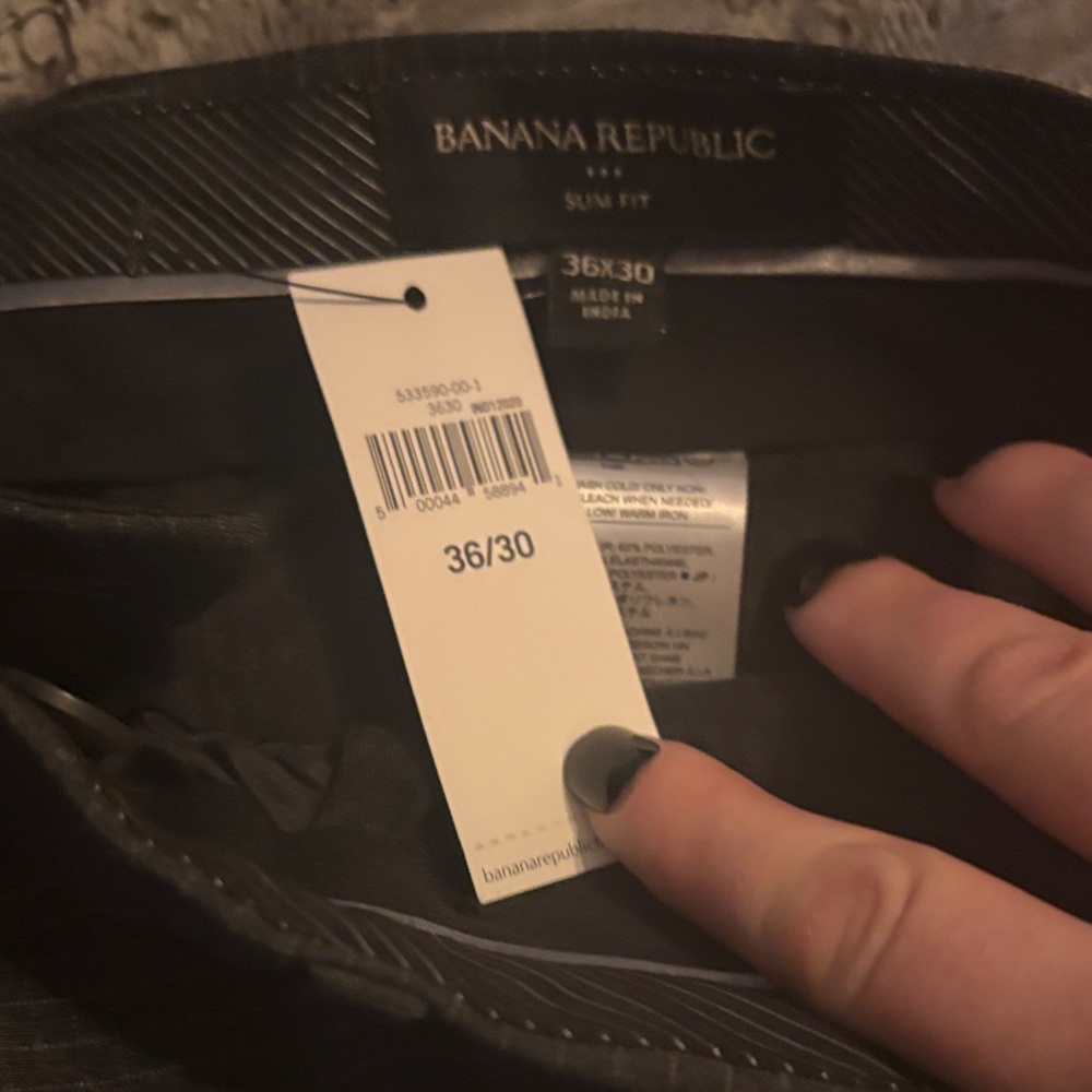 NWT Banana Republic Dark Gray Men's Dress Pants 36x30 - Picture 2 of 5